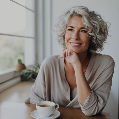 Mujer sonriendo y tranquila