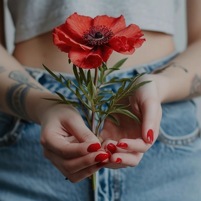 Manos sosteniendo una flor